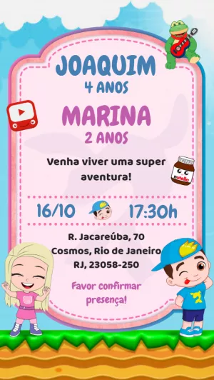 Convite Aniversário Os Aventureiros Luccas Neto para Editar