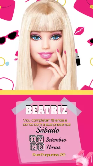 Invitación de cumpleaños Barbie – Estático – Ariane