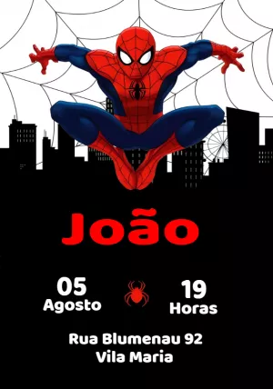 Convite de Aniversário Homem Aranha para Editar Online