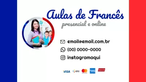 Cartão de Visita Professor de Francês Editável Online