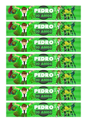 Rótulo de Garrafa Ben 10 para Aniversário para Editar Online