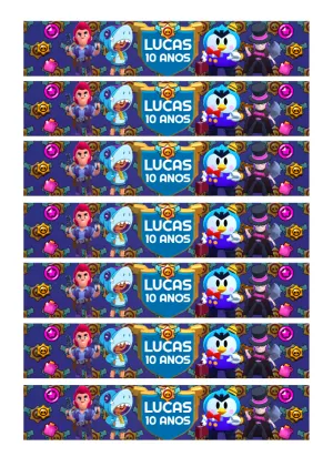 Rótulo Brawl Stars com Personagens para Editar e Imprimir