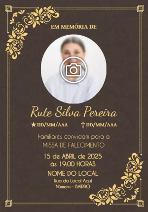 Convite Missa de Falecimento com Foto para Editar Online