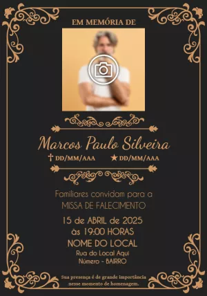 Convite Missa de Falecimento com Foto para Editar Online
