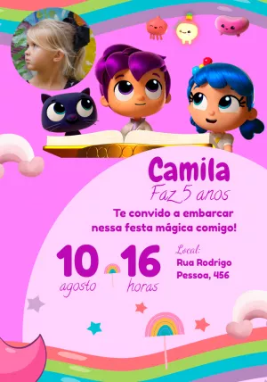 Convite Vera e o Reino do Arco-Íris com Foto para Editar Online