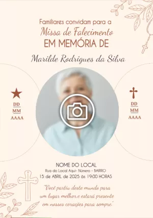 Convite Missa de Falecimento com Foto para Editar Online