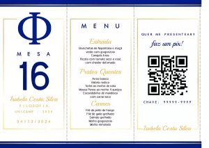 Menu e Marcador de Mesa Formatura Filosofia para Editar