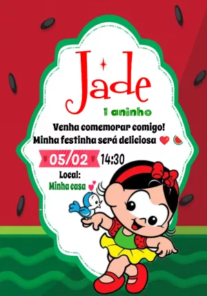 Convite de Aniversário Magali Melancia para Editar Online