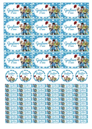 Etiqueta Escolar Toy Story com Personagens para Editar Online