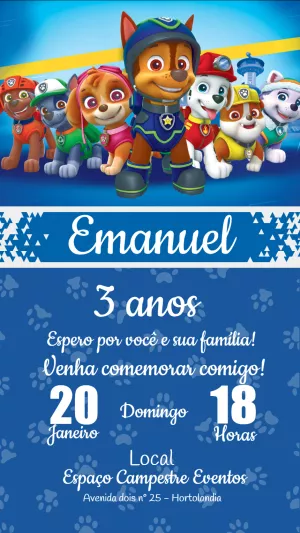 Invito di compleanno Paw Patrol – Statico – demax papelaria