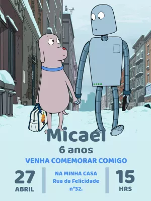 Convite Aniversário Meu Amigo Robô para Editar Online