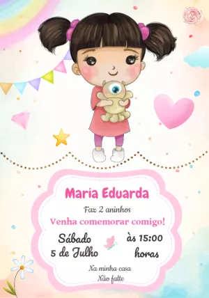 Convite Aniversário Boo Monstros S.A. para Editar Online