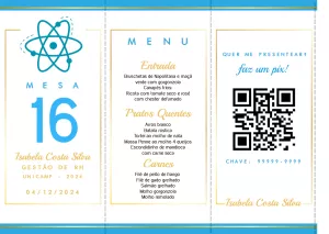 Menu de Mesa Formatura Ciências para Editar Online