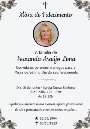 Convite Missa de Sétimo Dia com Foto para Editar Online