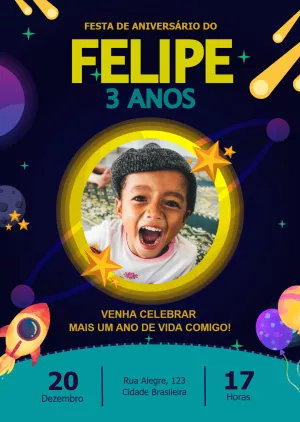 Invito di compleanno Astronauta – Statico – Douglas Cunha
