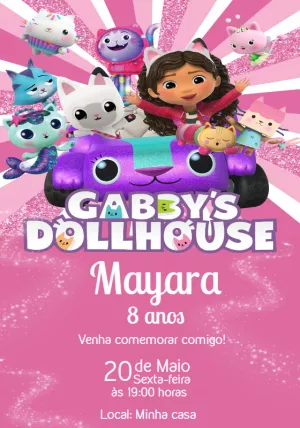 Convite de Aniversário A Casa Mágica da Gabby para Editar Online