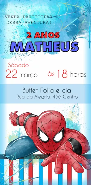 Convite Aniversário Homem Aranha para Editar Online