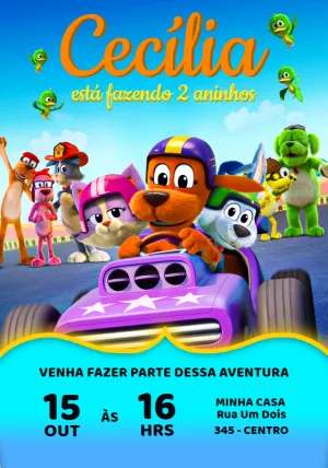 Convite Aniversário Vai Cachorro Vai para Editar Online