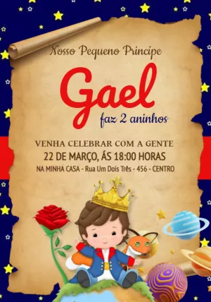Convite Aniversário O Pequeno Príncipe para Editar Online