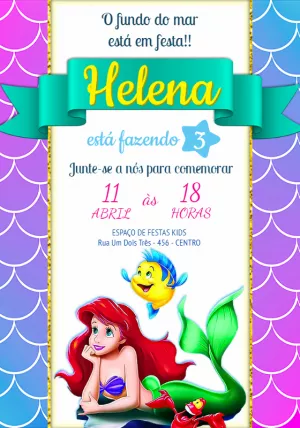 Invitación de cumpleaños La Sirenita – Estático – Jotta