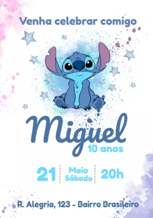 Invitación de cumpleaños Stitch – Estático – Julia B