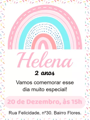 Convite Aniversário Arco Íris Boho para Editar Online