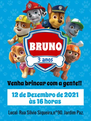 Invito di compleanno Paw Patrol – Statico – Bella Liz Convites