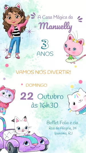 Convite Aniversário Casa Mágica da Gaby para Editar Online