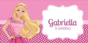 Adesivo de Aniversário Barbie Editável para Imprimir