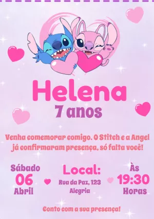 Invitación de cumpleaños Stitch – Estático – Convites e Artes Digitais