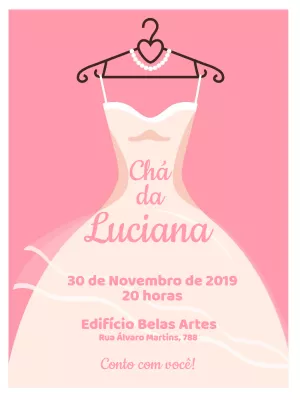 Convite Chá de Lingerie com Vestido de Noiva para Editar Online