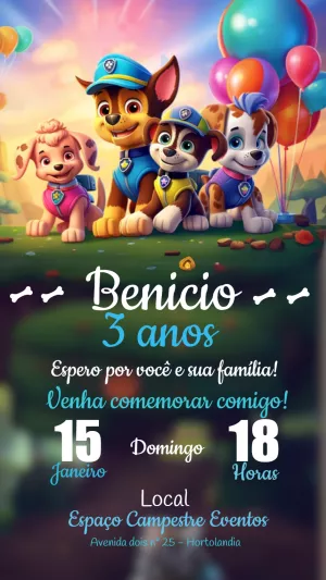 Invito di compleanno Paw Patrol – Statico – demax papelaria