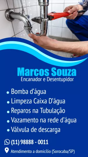 Cartão de Visita Digital Encanador Profissional para Editar