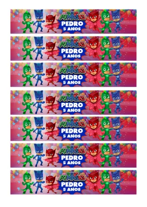 Rótulo de Garrafa PJ Masks para Aniversário para Editar Online
