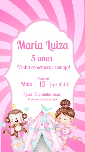 Invitation d'anniversaire Cirque – Statique – Laiane