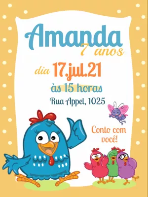 Galinha Pintadinha Birthday Invitation – Static – Amora Arte e Design