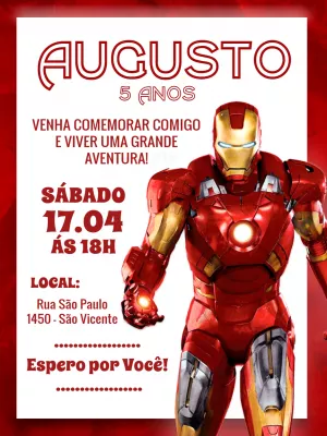 Convite de Aniversário Homem de Ferro para Editar Online