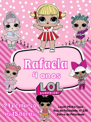 Convite de Aniversário LOL Surprise para Editar Online