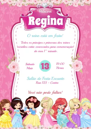 Invitación de cumpleaños Princesas – Estático – Convites e Artes Digitais