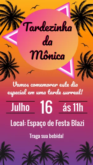 Convite de Aniversário Tardezinha Pôr do Sol para Editar