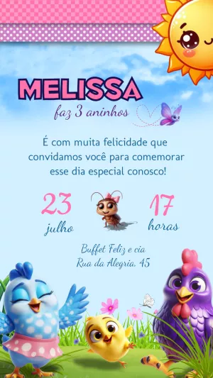 Convite Aniversário Galinha Pintadinha para Editar Online