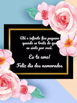 Cartão Dia dos Namorados Romântico com Flores para Editar