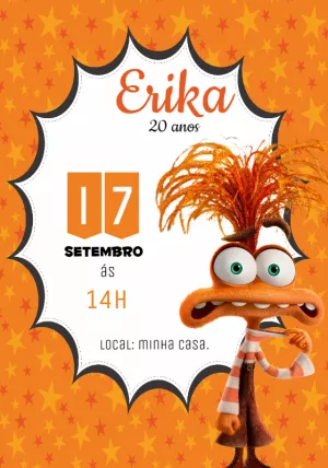 Convite Aniversário Ansiedade Divertida Mente 2 para Editar