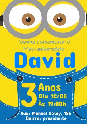 Convite de Aniversário Os Minions para Editar Online