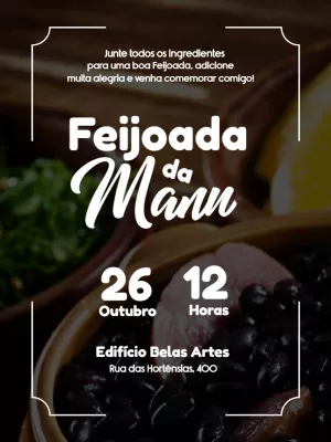 Convite de Feijoada com Design Rústico para Editar Online