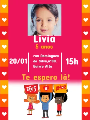Convite Aniversário 3 Palavrinhas com Foto para Editar