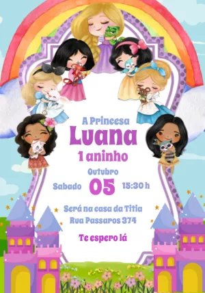 Invitación de cumpleaños Princesas – Estático – Criativa Sant