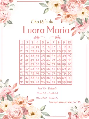 Chá Rifa Floral para Chá de Bebê para Editar Online