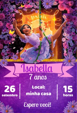 Convite de Aniversário Encanto Isabela para Editar Online