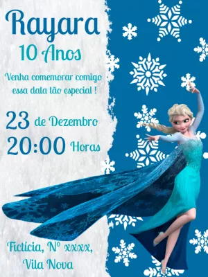 Convite de Aniversário Frozen com Elsa para Editar Online
